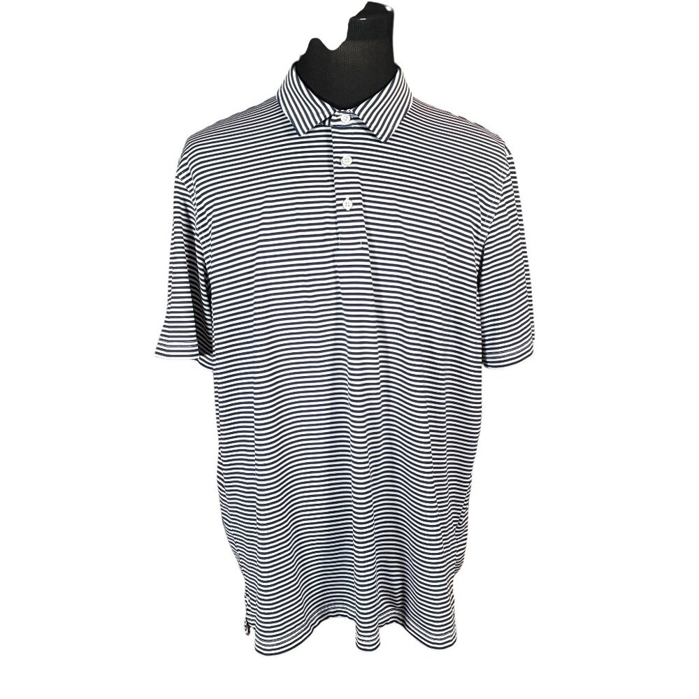 Vineyard Vines Men's XL Blue Silver Stripe Sankaty Performance Polo Shirt XL